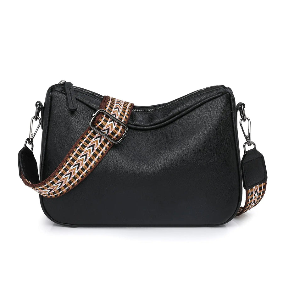 Aruary Studio ｜ Artisanal Jewelry 2025 Minimalist Pillow Shoulder Bag - Wide Strap Crossbody Purse for Women | Solid Color Cylinder Bag Black