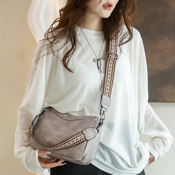 2025 Minimalist Pillow Shoulder Bag - Wide Strap Crossbody Purse for Women | Solid Color Cylinder Bag - Aruary Studio ｜ Artisanal Jewelry