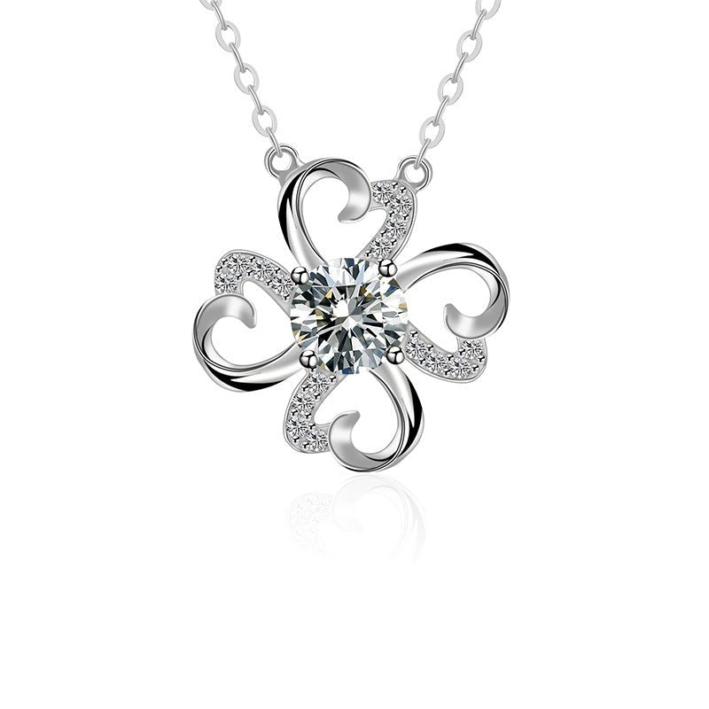 50ct Moissanite Four - Leaf Clover Necklace | S925 Sterling Silver - Symbol of Luck & Eternal Sparkle - Aruary Studio ｜ Artisanal Jewelry