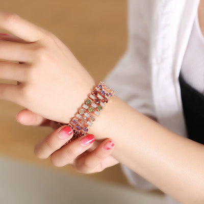 18K Gold Plated Multi-Color Zircon Statement Bracelet Aruary Studio ｜ Artisanal Jewelry