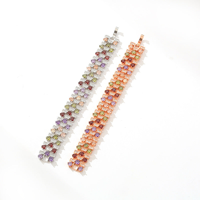 18K Gold Plated Multi-Color Zircon Statement Bracelet Aruary Studio ｜ Artisanal Jewelry