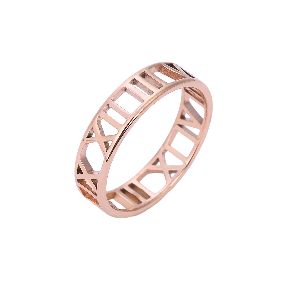 Cut-Out Roman Numeral Titanium Steel Ring - Timeless Style in 3 Classic Hues Aruary Studio ｜ Artisanal Jewelry