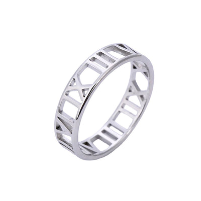 Cut-Out Roman Numeral Titanium Steel Ring - Timeless Style in 3 Classic Hues Aruary Studio ｜ Artisanal Jewelry