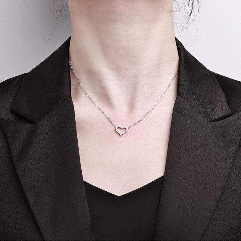 925 Sterling Silver Heart Moissanite Necklace for Women | Dainty Lab - Grown Diamond Alternative Pendant | Sparkling Romantic Heart Jewelry Gift - Aruary Studio ｜ Artisanal Jewelry