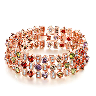 18K Gold Plated Multi-Color Zircon Statement Bracelet Aruary Studio ｜ Artisanal Jewelry