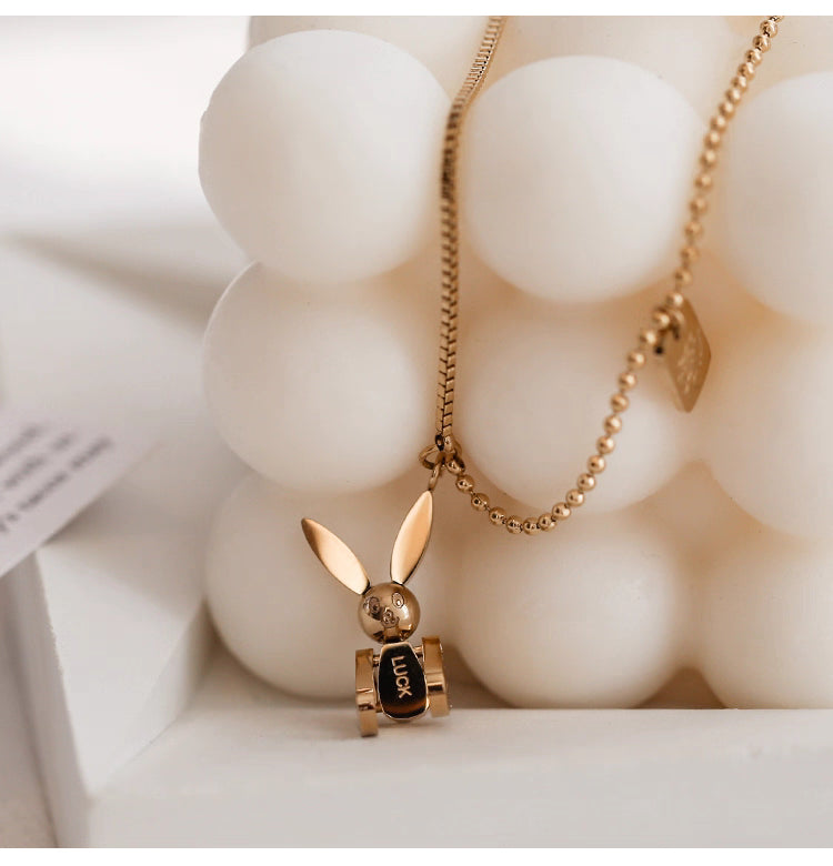 Aruary Studio ｜ Artisanal Jewelry Forever Gold Minimalist Bunny Necklace - Hypoallergenic Titanium Steel, Tarnish-Proof - Valentine's Gift