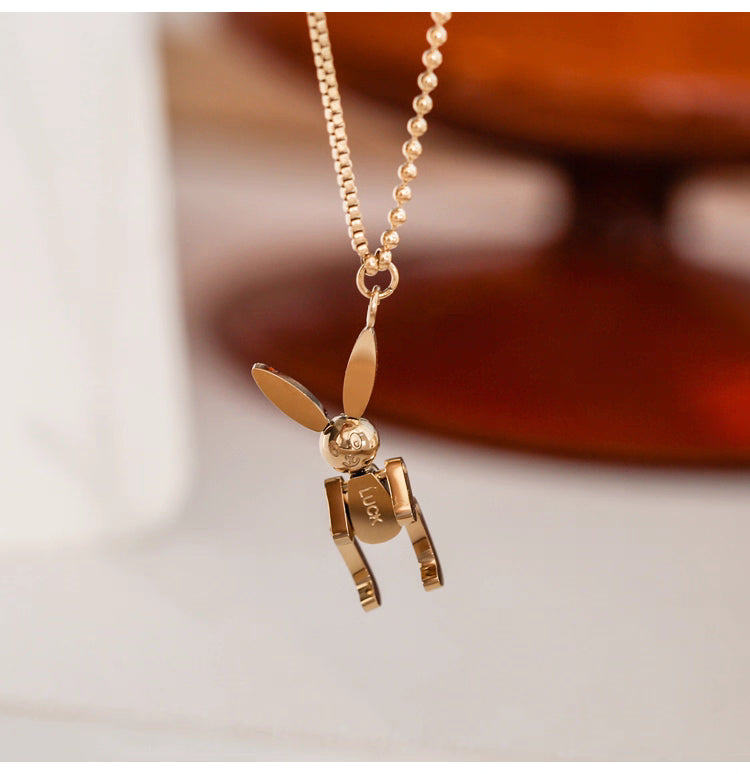 Aruary Studio ｜ Artisanal Jewelry Forever Gold Minimalist Bunny Necklace - Hypoallergenic Titanium Steel, Tarnish-Proof - Valentine's Gift