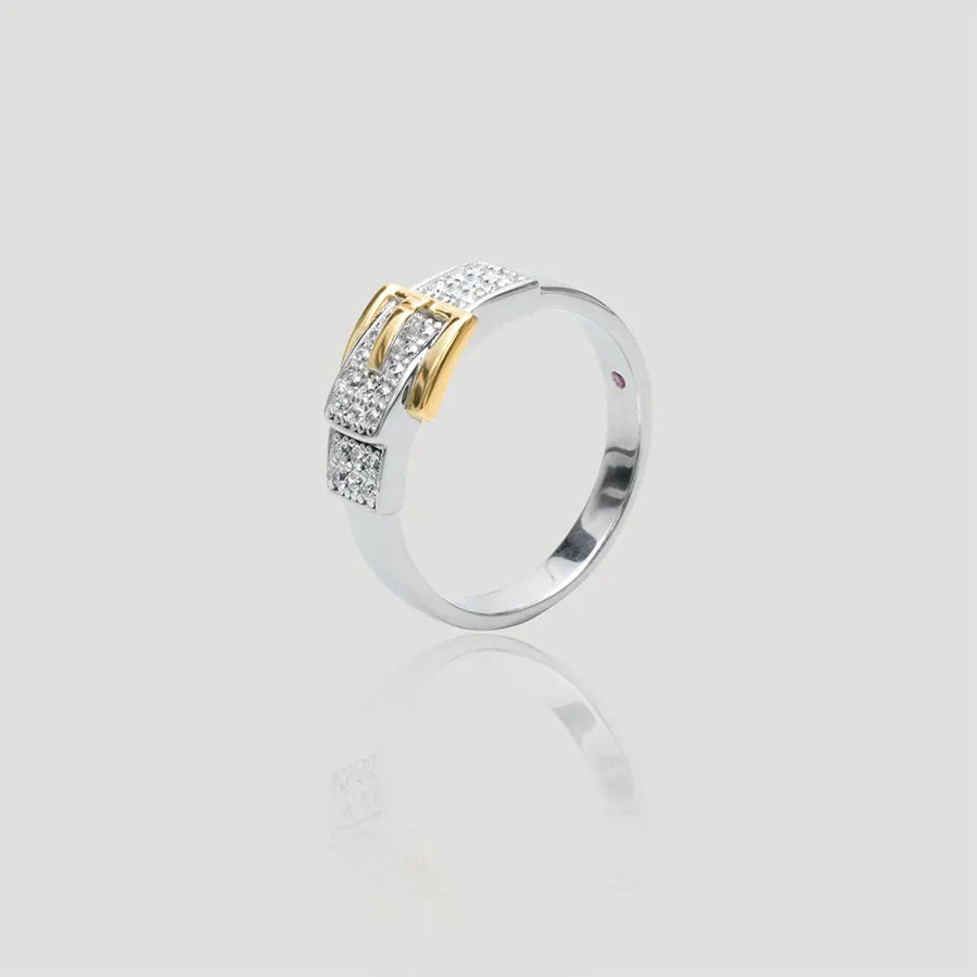 Yuqing Realm ｜ Unleash the charming goddess within you AG925 Silver Color Separation Plating Process Cubic Zirconia Ring