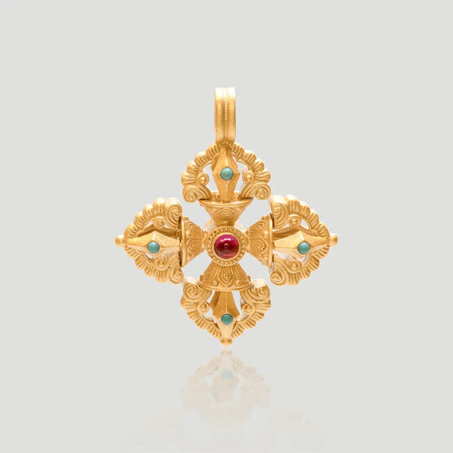 Yuqing Realm ｜ Unleash the charming goddess within you Elegant AG925 Gold Plated Turquoise Pendant - Spiritual Pine Tree Design | 10-Day Delivery | Religious Jewelry