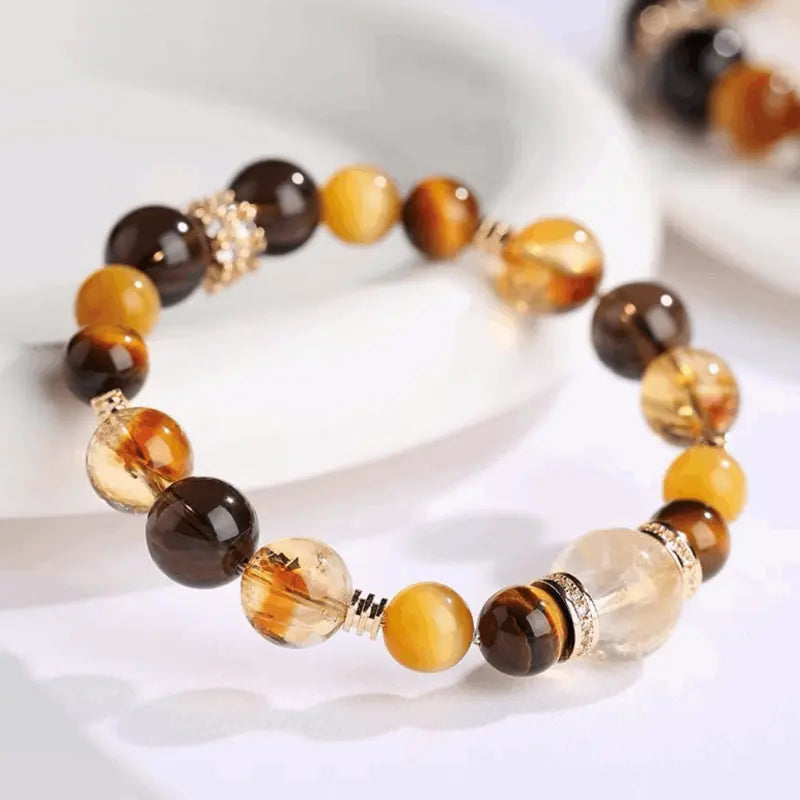 Yuqing Realm ｜ The Sanctuary of Wellness and Luck 【Ample Wealth】 Tiger's Eye and Citrine Energy Bracelet