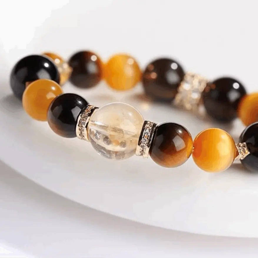 Yuqing Realm ｜ The Sanctuary of Wellness and Luck 【Ample Wealth】 Tiger's Eye and Citrine Energy Bracelet