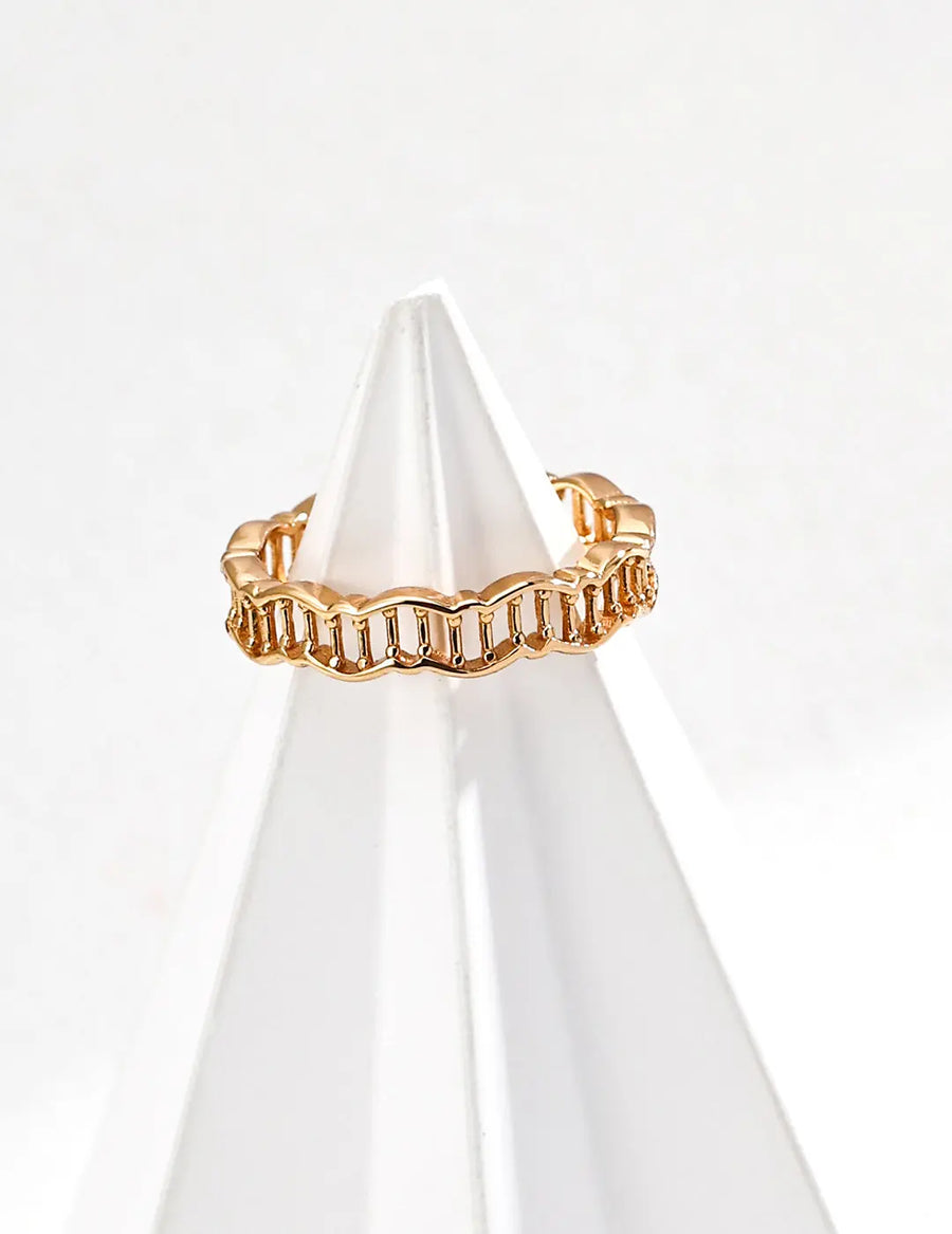 Aruary Studio ｜ Artisanal Jewelry Architectural Vertical Bar Ring - 18K Gold Plated S925 Sterling Silver, Adjustable Open Minimalist Jewelry Gold
