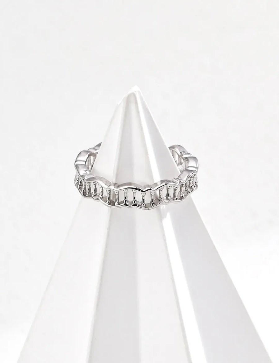 Aruary Studio ｜ Artisanal Jewelry Architectural Vertical Bar Ring - 18K Gold Plated S925 Sterling Silver, Adjustable Open Minimalist Jewelry Silver