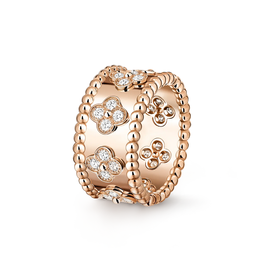 Aruary Studio ｜ Artisanal Jewelry Artisan Kaleidoscope Couple Rings | Heavy 18K Rose Gold Plated | Wide Band Floral Unisex Rings Rose gold