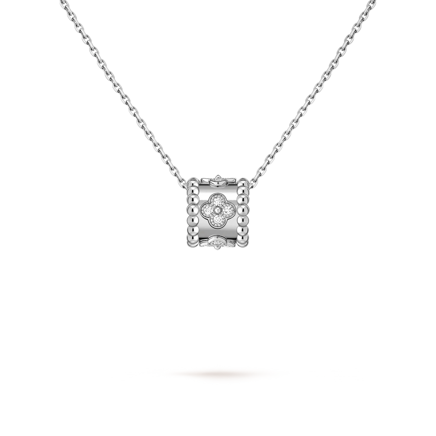 Aruary Studio ｜ Artisanal Jewelry Artisan Kaleidoscope Pendant Necklace | 18K Rose Gold Plated | Floral Motif Luxury Choker Silvery