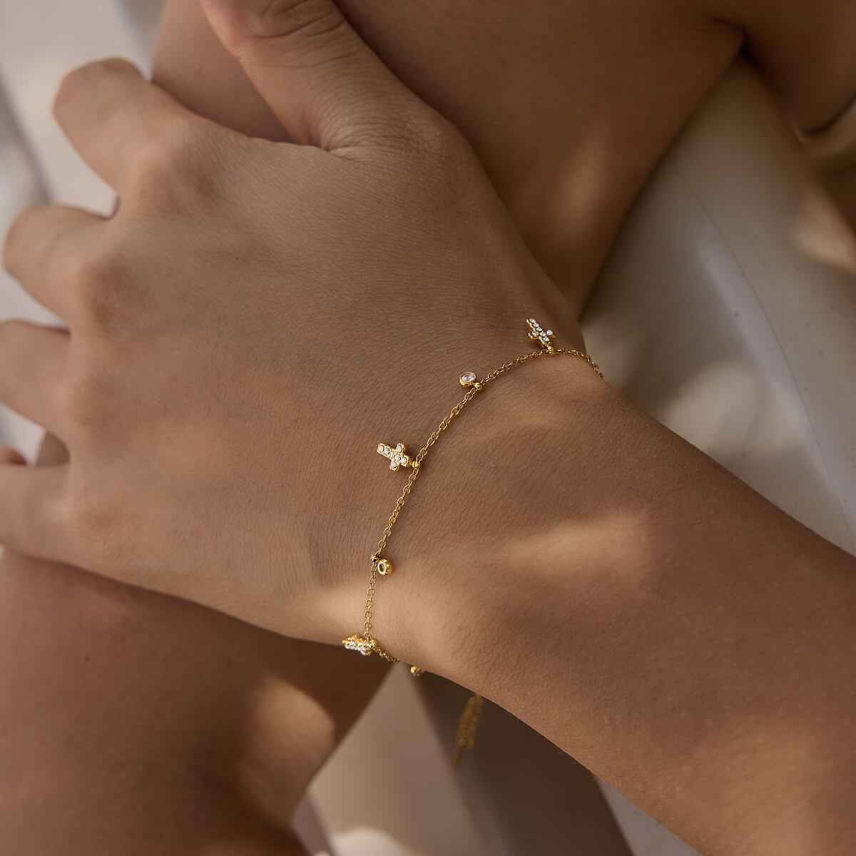 "Aura Cross" Shimmering Charm Bracelet