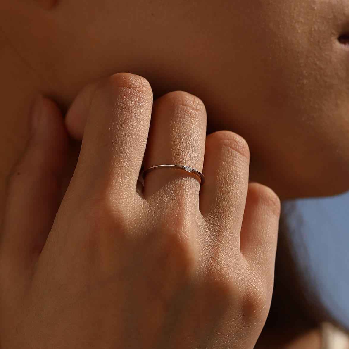 "Aura Ray" Marquise Moissanite Minimalist Ring