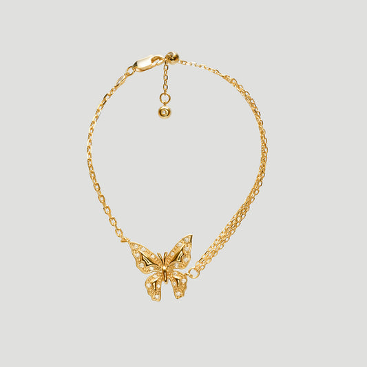 Yuqing Realm ｜ Unleash the charming goddess within you 18K Gold Plated Butterfly Bracelet with Sparkling Cubic Zirconia BB1027FVI0210