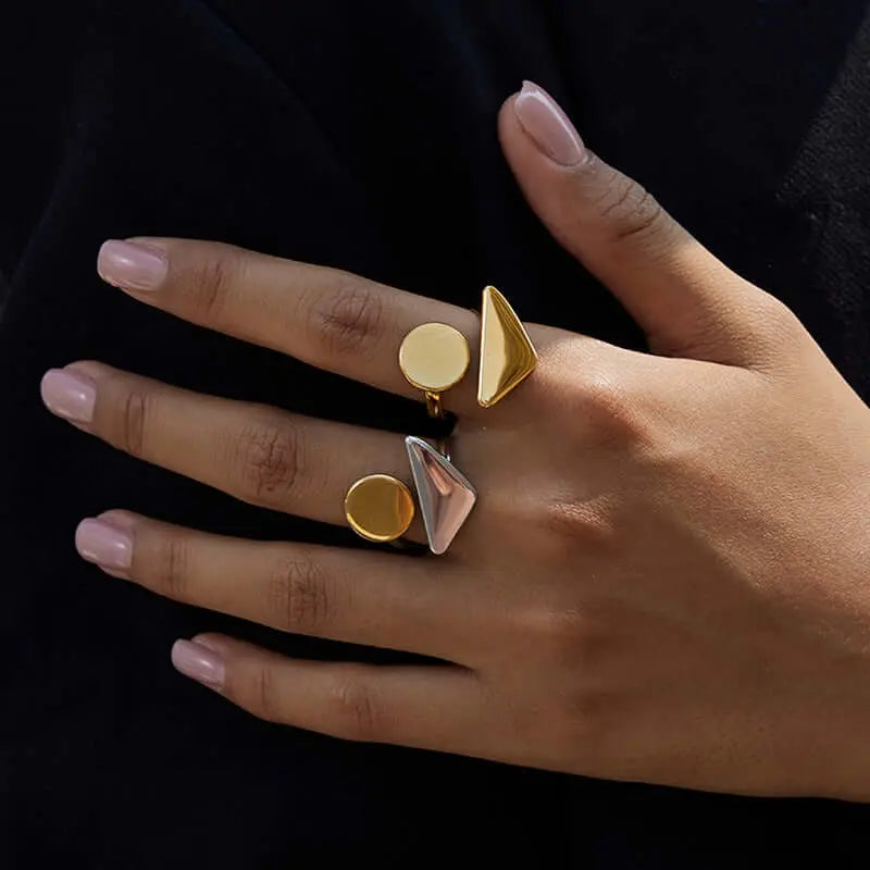 Aruary Studio ｜ Artisanal Jewelry Bauhaus Geometry Ring - Titanium Steel Architectural Band | Tarnish-Proof 3.2g | Hypoallergenic Luxury