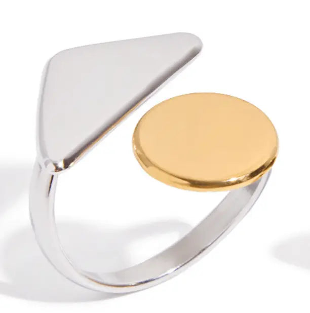 Aruary Studio ｜ Artisanal Jewelry Bauhaus Geometry Ring - Titanium Steel Architectural Band | Tarnish-Proof 3.2g | Hypoallergenic Luxury Silvery