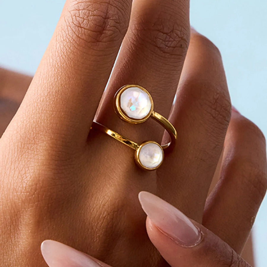 Aruary Studio ｜ Artisanal Jewelry Cubic Zirconia Stacking Ring - 18K Gold Titanium Steel Ring | Tarnish-Free & Hypoallergenic