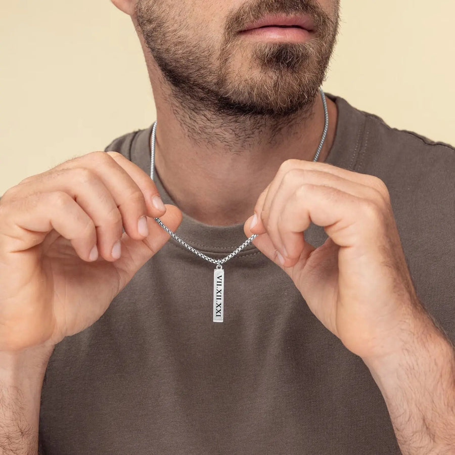Aruary Studio ｜ Artisanal Jewelry Custom Engraved Men's Titanium Steel Necklace | Father's Day Gift Idea | Hypoallergenic Military Pendant