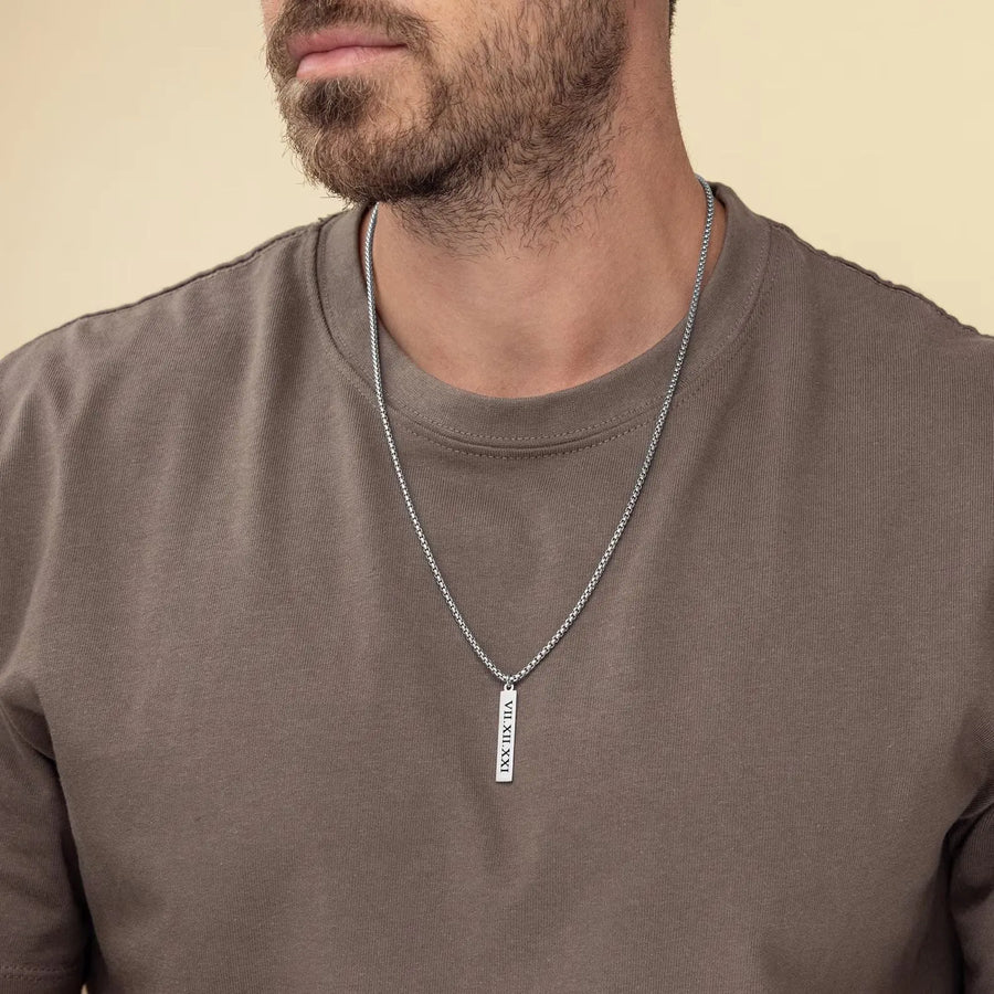 Aruary Studio ｜ Artisanal Jewelry Custom Engraved Men's Titanium Steel Necklace | Father's Day Gift Idea | Hypoallergenic Military Pendant