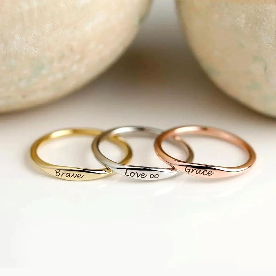 Aruary Studio ｜ Artisanal Jewelry Custom 'Mama' Ring - Mother’s Day Engraved Jewelry