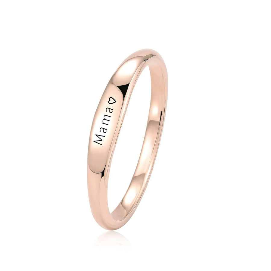 Aruary Studio ｜ Artisanal Jewelry Custom 'Mama' Ring - Mother’s Day Engraved Jewelry Rose gold