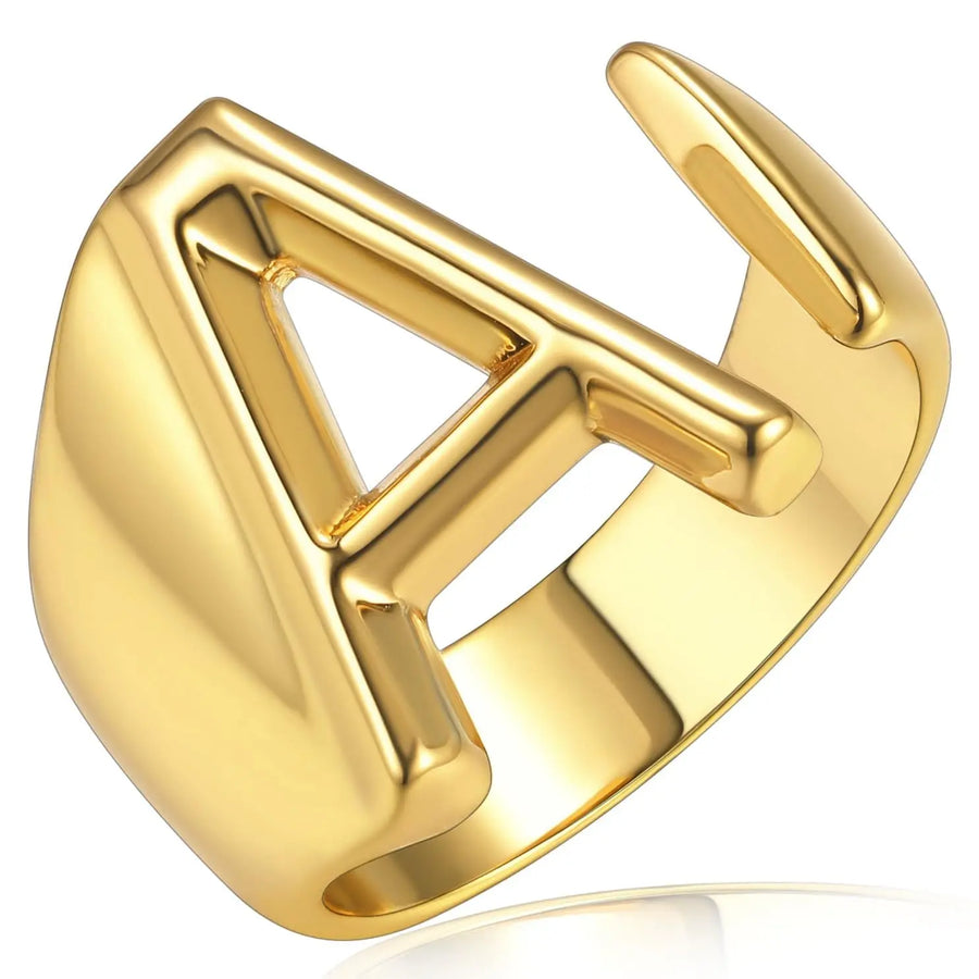 Aruary Studio ｜ Artisanal Jewelry Customizable S925 Silver Alphabet Ring | Adjustable Initial Letter Ring | Stackable Minimalist Jewelry