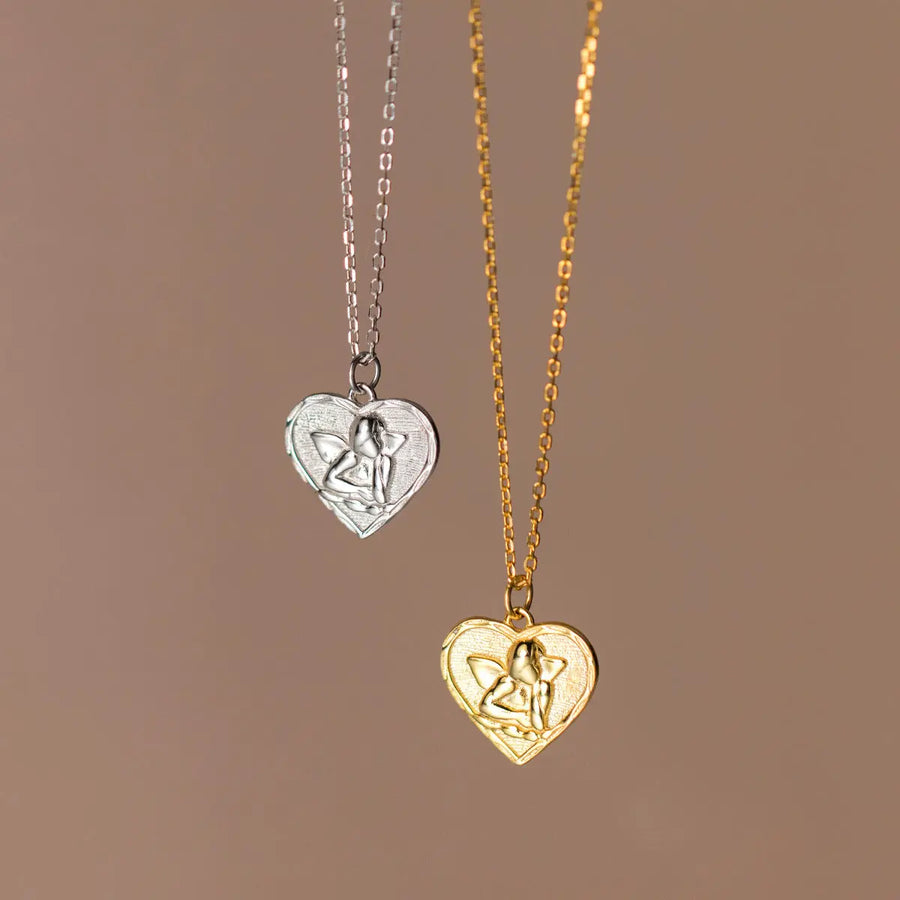 Aruary Studio ｜ Artisanal Jewelry Angel Wing Heart Necklace - Sterling Silver 925 Dainty Winged Heart Pendant, Delicate Everyday Jewelry, Minimalist Gift for Her