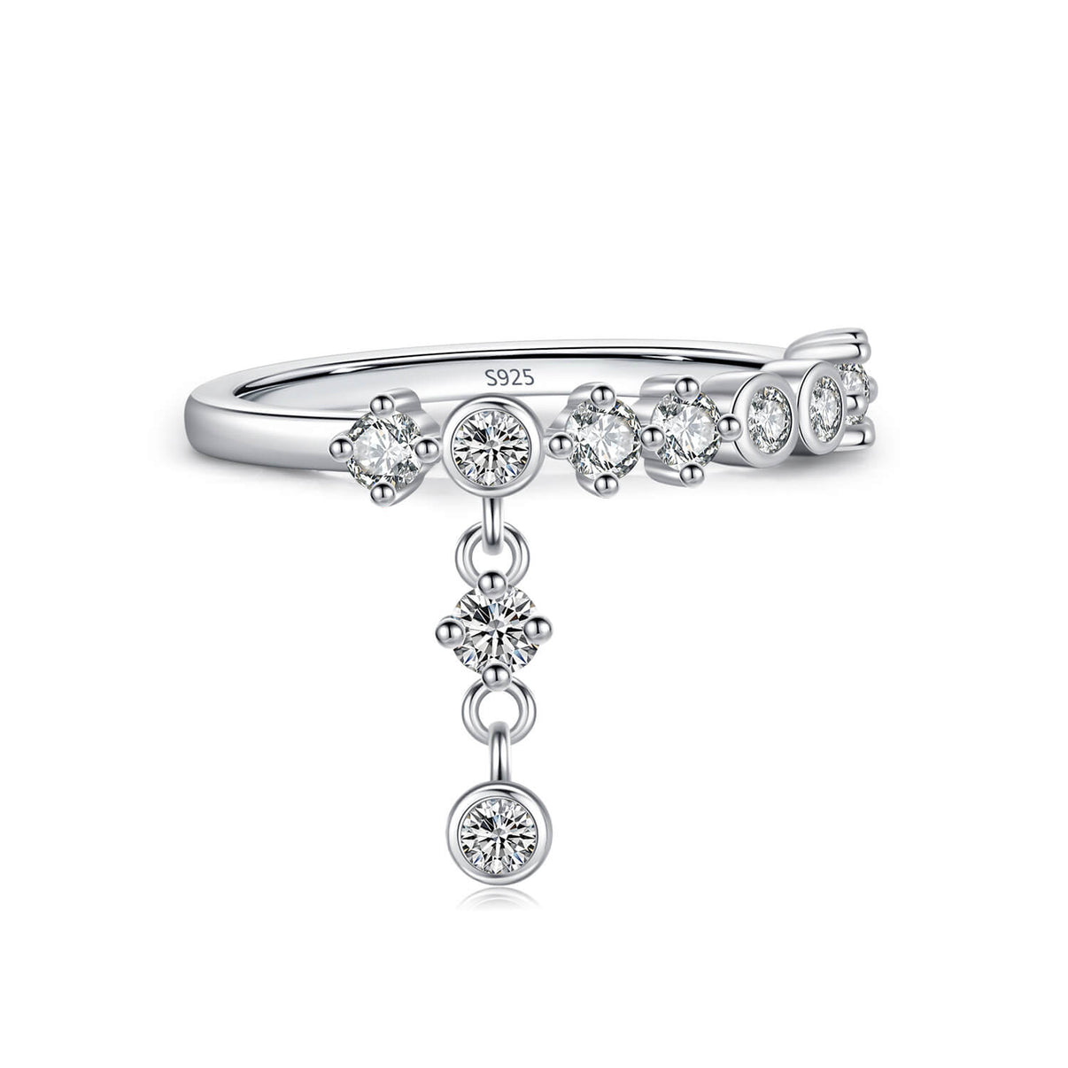 "Cascade" Dangle Zircon Statement Ring - Aruary Studio ｜ Artisanal Jewelry
