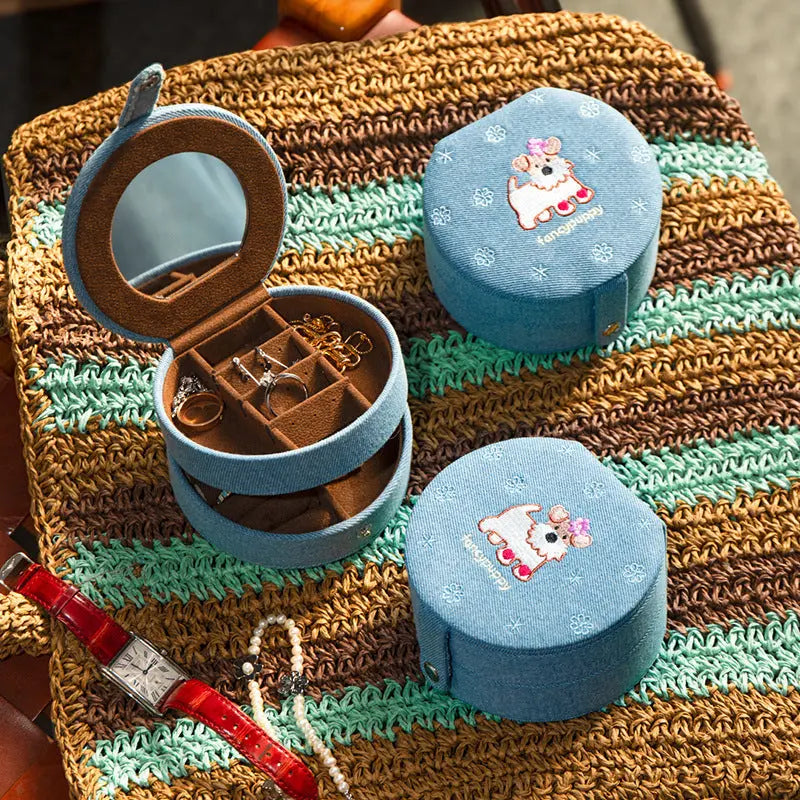 Yuqing Realm ｜ Accessories Boutique Dog Cake Jewelry Box with Fluffy Pup | Pet-Themed Storage for Jewelry & Accessories | Adorable Vanity Decor