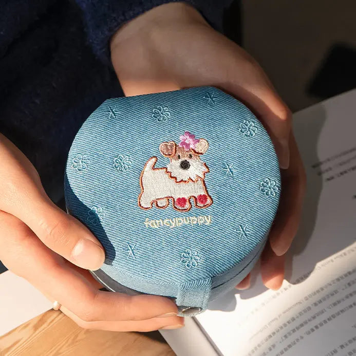 Yuqing Realm ｜ Accessories Boutique Dog Cake Jewelry Box with Fluffy Pup | Pet-Themed Storage for Jewelry & Accessories | Adorable Vanity Decor