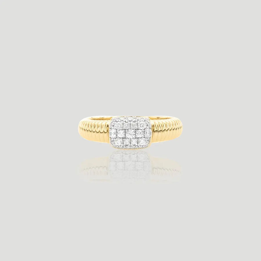 Yuqing Realm ｜ Unleash the charming goddess within you Elegant 18K Gold-Plated CZ Ring | AG925 Sterling Silver Statement Piece | Bridal-Approved Sparkle | RHAO3BYD07081
