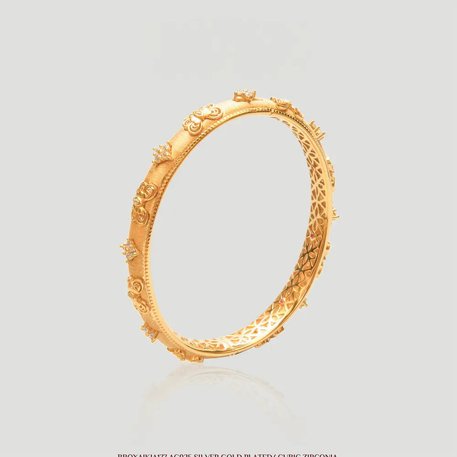 Yuqing Realm ｜ Unleash the charming goddess within you Elegant AG925 Gold Plated Branch Bracelet with 5A Cubic Zirconia | Nature-Inspired Luxury | 10-Day Delivery