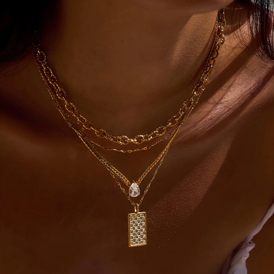 Aruary Studio ｜ Artisanal Jewelry Elegant K Yellow Titanium Steel Necklace - Hypoallergenic & Tarnish-Proof Fashion Jewelry for Women