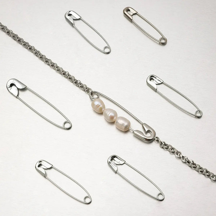 Yuqing Realm ｜ Accessories Boutique Elegant Paperclip Pearl Necklace - Freshwater Cultured Pearls & Titanium Steel - Minimalist Luxury Jewelry