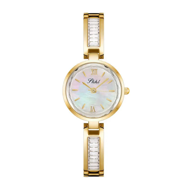 My Store Exquisite Crystal Chain Watch - 34mm Quartz Kaleidoscope Dial, Mineral Glass, Alloy Clasp