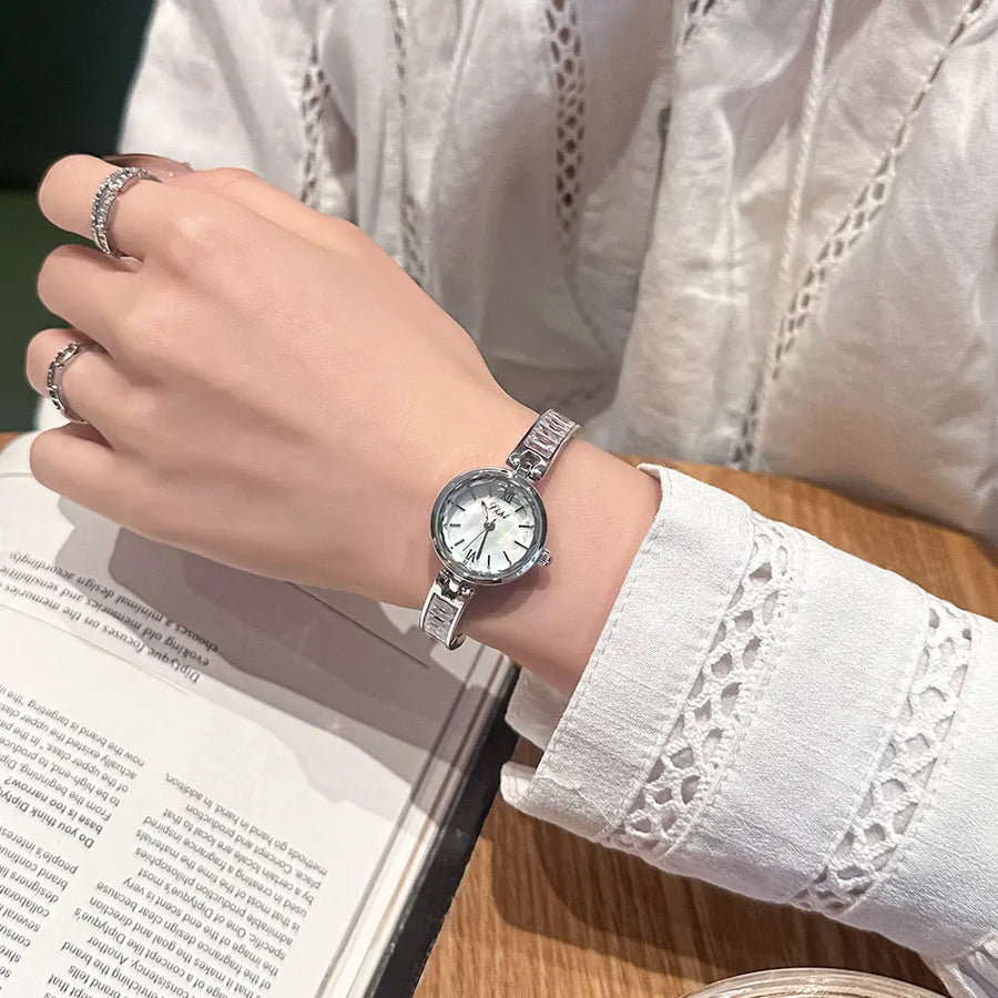 My Store Exquisite Crystal Chain Watch - 34mm Quartz Kaleidoscope Dial, Mineral Glass, Alloy Clasp