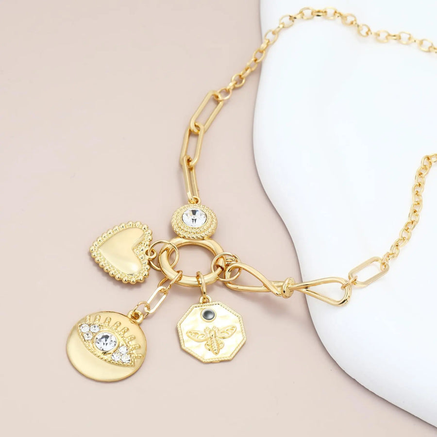 Aruary Studio ｜ Artisanal Jewelry Eye & Sun Moon Coin Pendant Necklace - Minimalist Everyday Jewelry