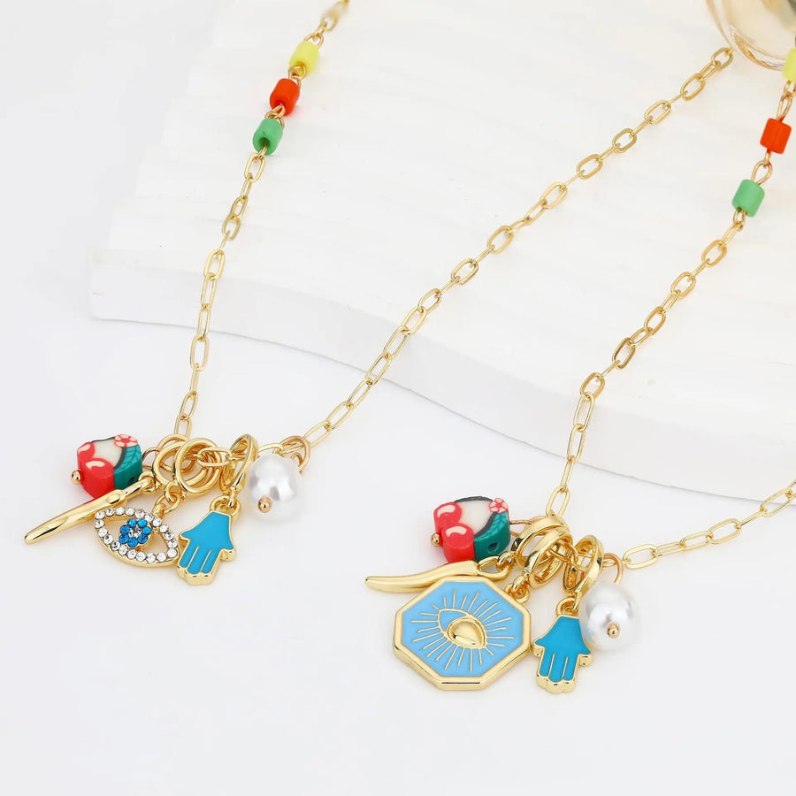 Aruary Studio ｜ Artisanal Jewelry Eye & Sun Moon Coin Pendant Necklace - Minimalist Everyday Jewelry