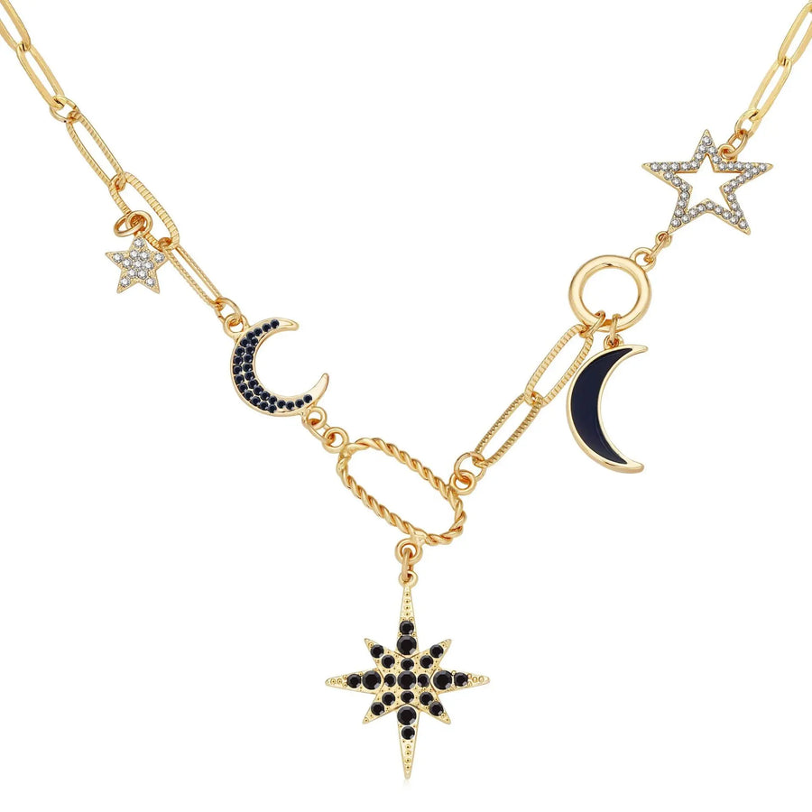 Aruary Studio ｜ Artisanal Jewelry Eye & Sun Moon Coin Pendant Necklace - Minimalist Everyday Jewelry C