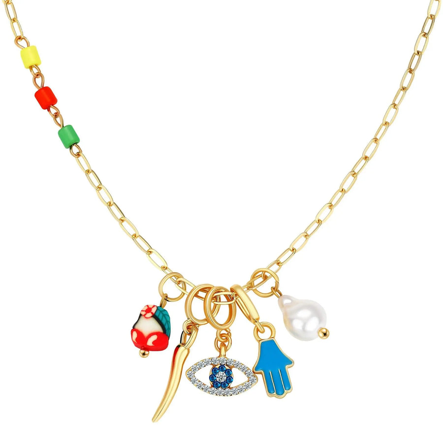 Aruary Studio ｜ Artisanal Jewelry Eye & Sun Moon Coin Pendant Necklace - Minimalist Everyday Jewelry K