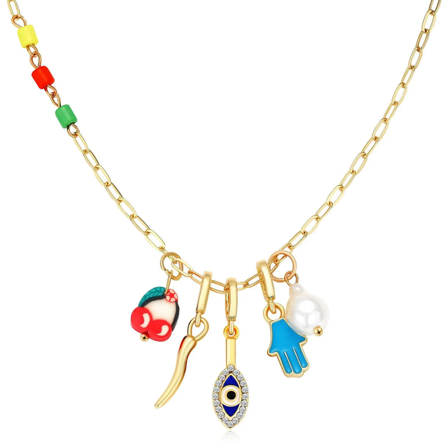 Aruary Studio ｜ Artisanal Jewelry Eye & Sun Moon Coin Pendant Necklace - Minimalist Everyday Jewelry N