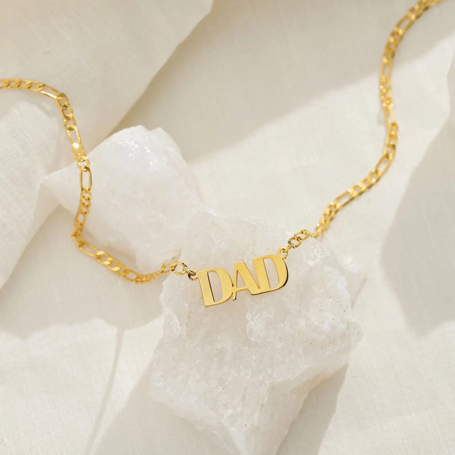 My Store Father's Day Titanium "DAD" Necklace - 18K Gold Plated Unbreakable Gift, Engraved Pendant for Dad