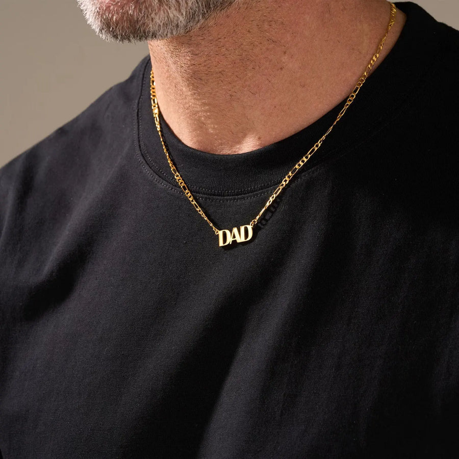 My Store Father's Day Titanium "DAD" Necklace - 18K Gold Plated Unbreakable Gift, Engraved Pendant for Dad