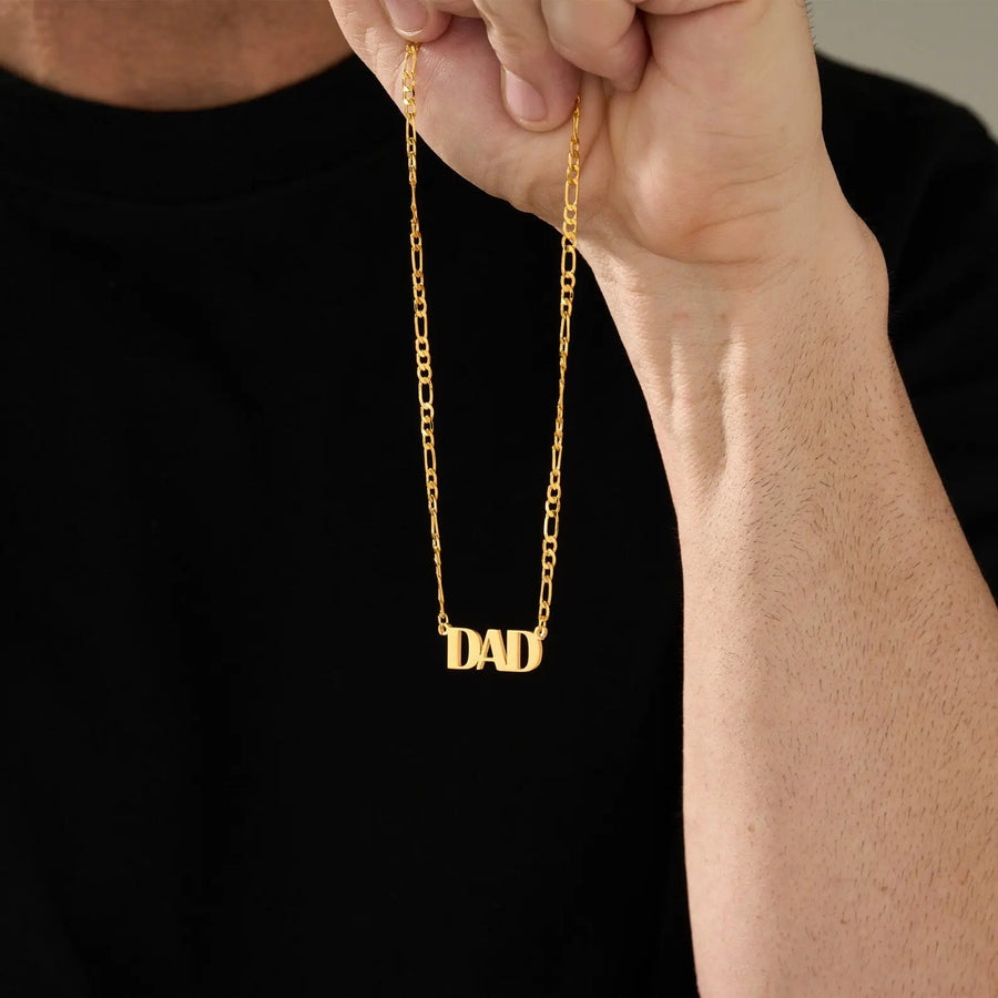 My Store Father's Day Titanium "DAD" Necklace - 18K Gold Plated Unbreakable Gift, Engraved Pendant for Dad