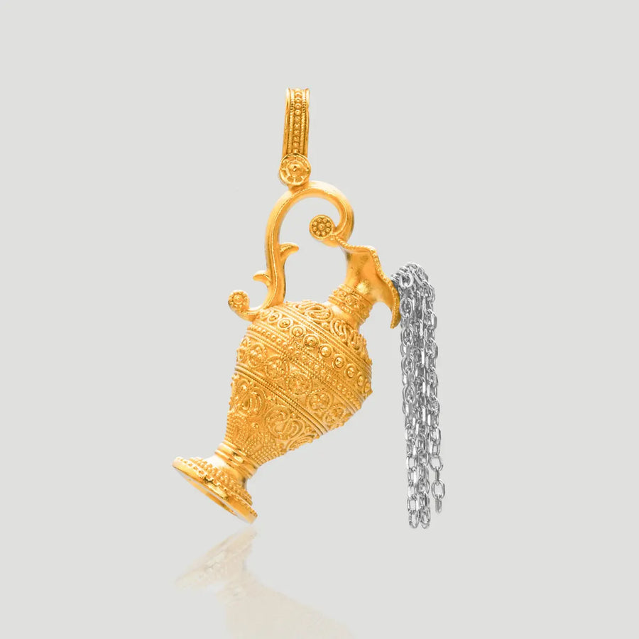 Aruary Studio ｜ Artisanal Jewelry French Vintage Aladdin Bottle Tassel Necklace 925 Silver Electroplated | 3D Pendant | Literary Retro Jewelry