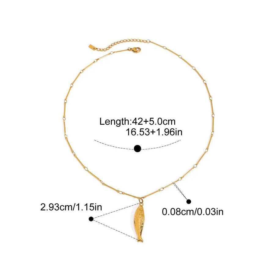 Yuqing Realm ｜ Accessories Boutique Golden Fish Jewelry Set: Elegant Hoop Earrings & Dainty Necklace - Lightweight Alloy